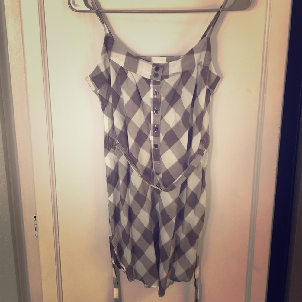 Heritage 1981 Gray Squares Button Tank Top S